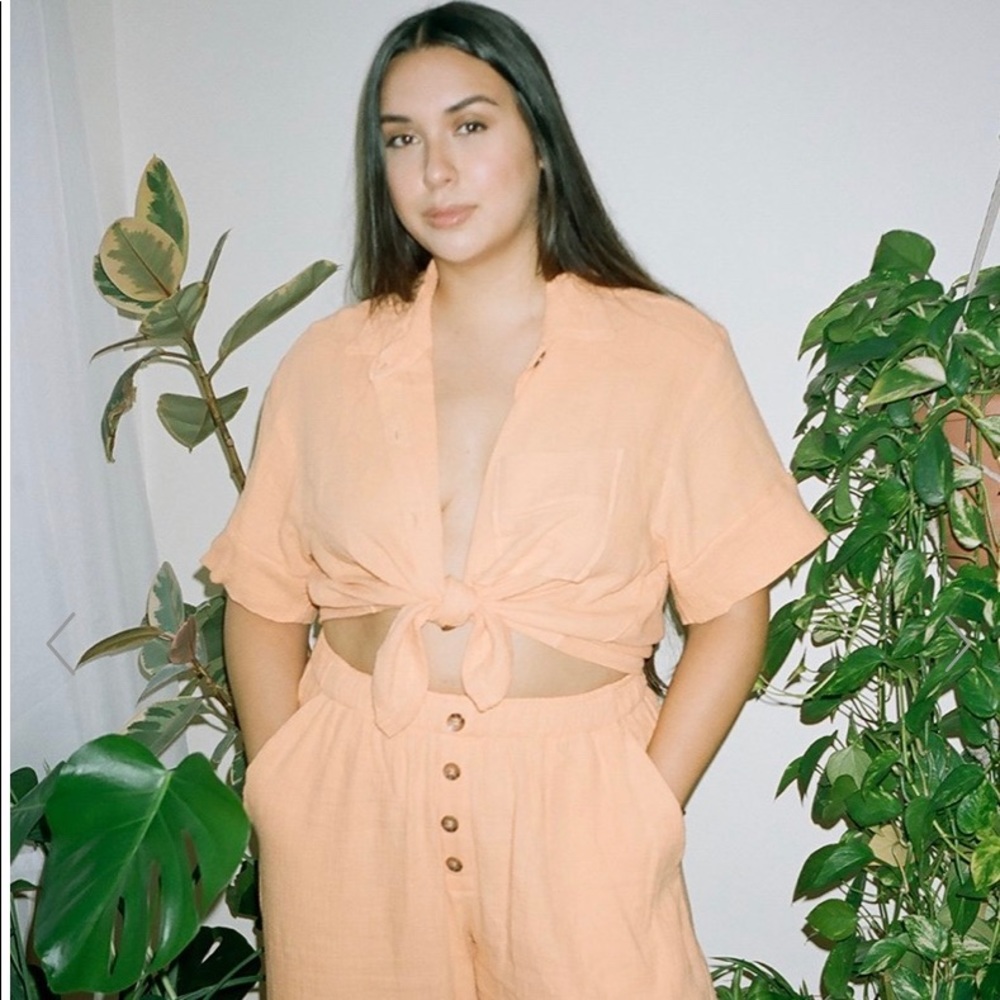 Organic Hemp Tie Button Down - Size Small